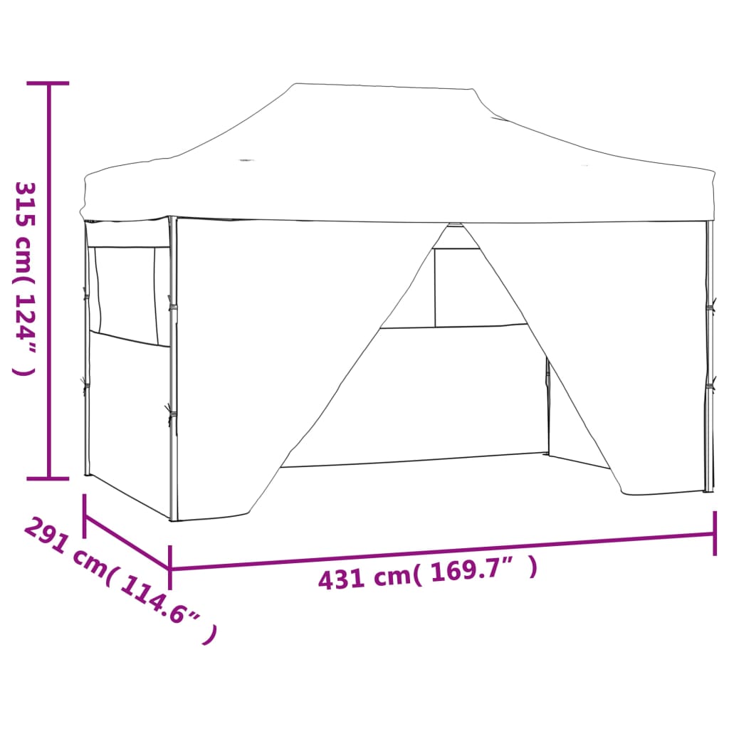 Rozkládací stan nůžkový se 4 bočními stěnami 3 x 4,5 m modrý