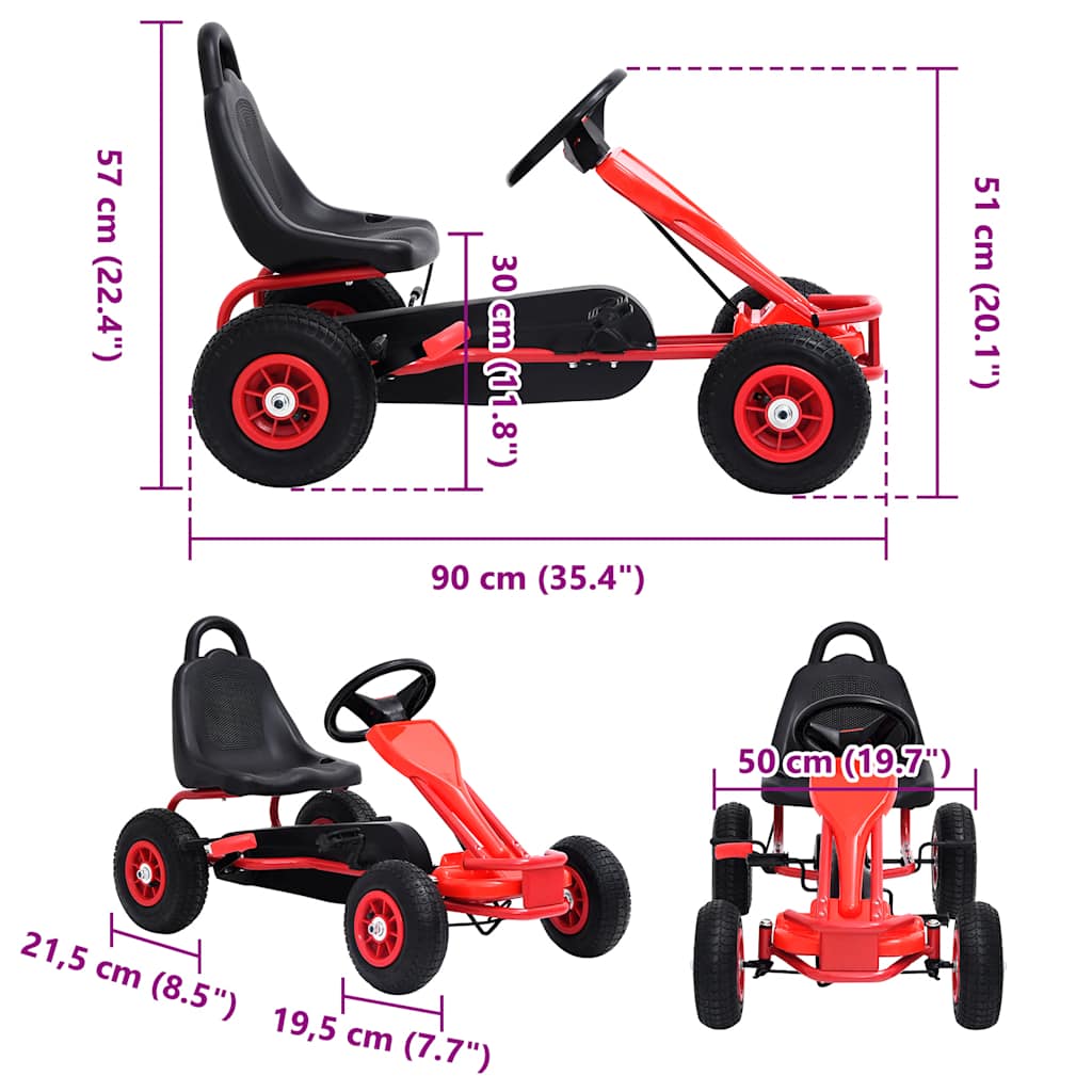 Šlapací motokára s pneumatikami červená