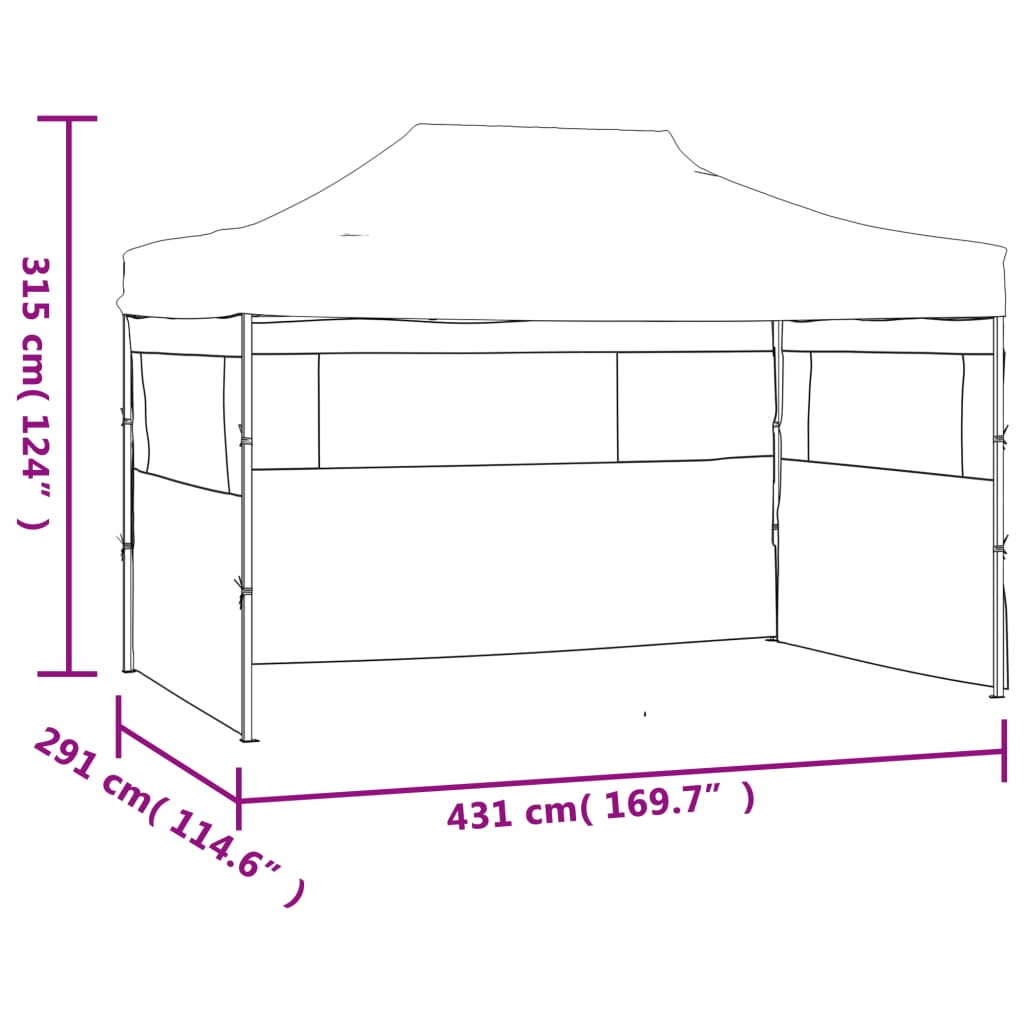 Skládací stan se 3 stěnami 3 x 4,5 m antracitový