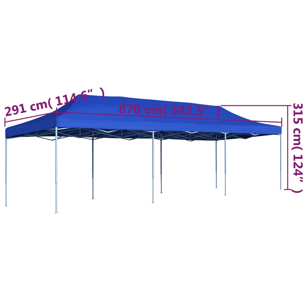 Skládací nůžkový party stan 3 x 9 m modrý