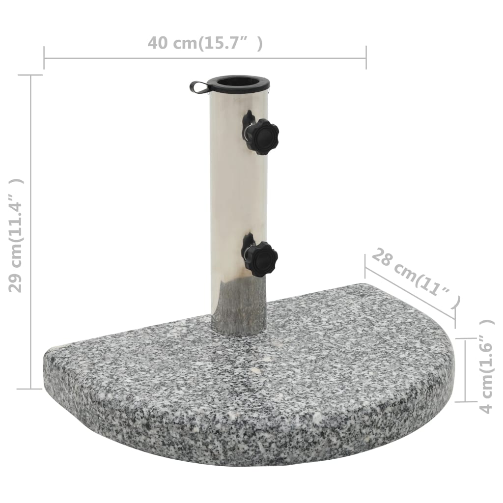 Stojan na slunečník žulový 10 kg půlkruh šedý