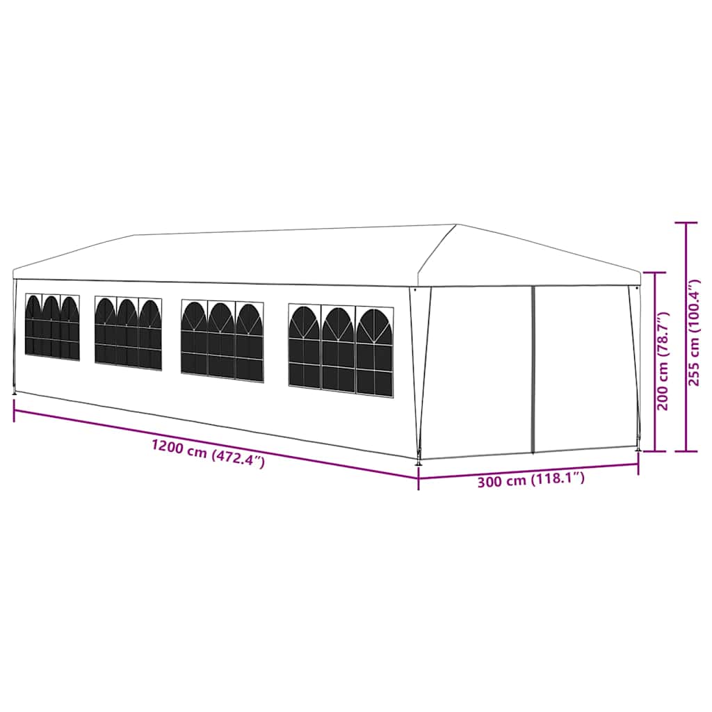 Party stan 3 x 12 m antracitový