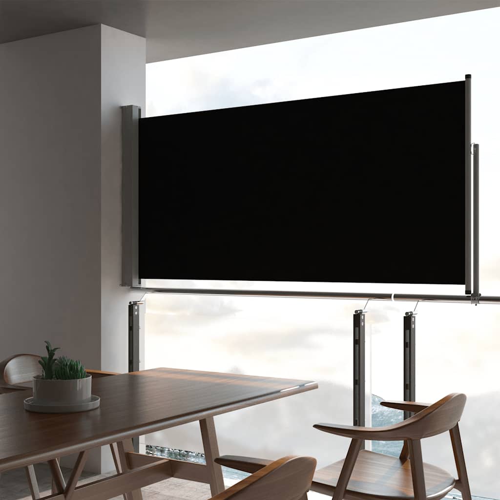 Terasová zatahovací boční markýza 120 x 300 cm černá