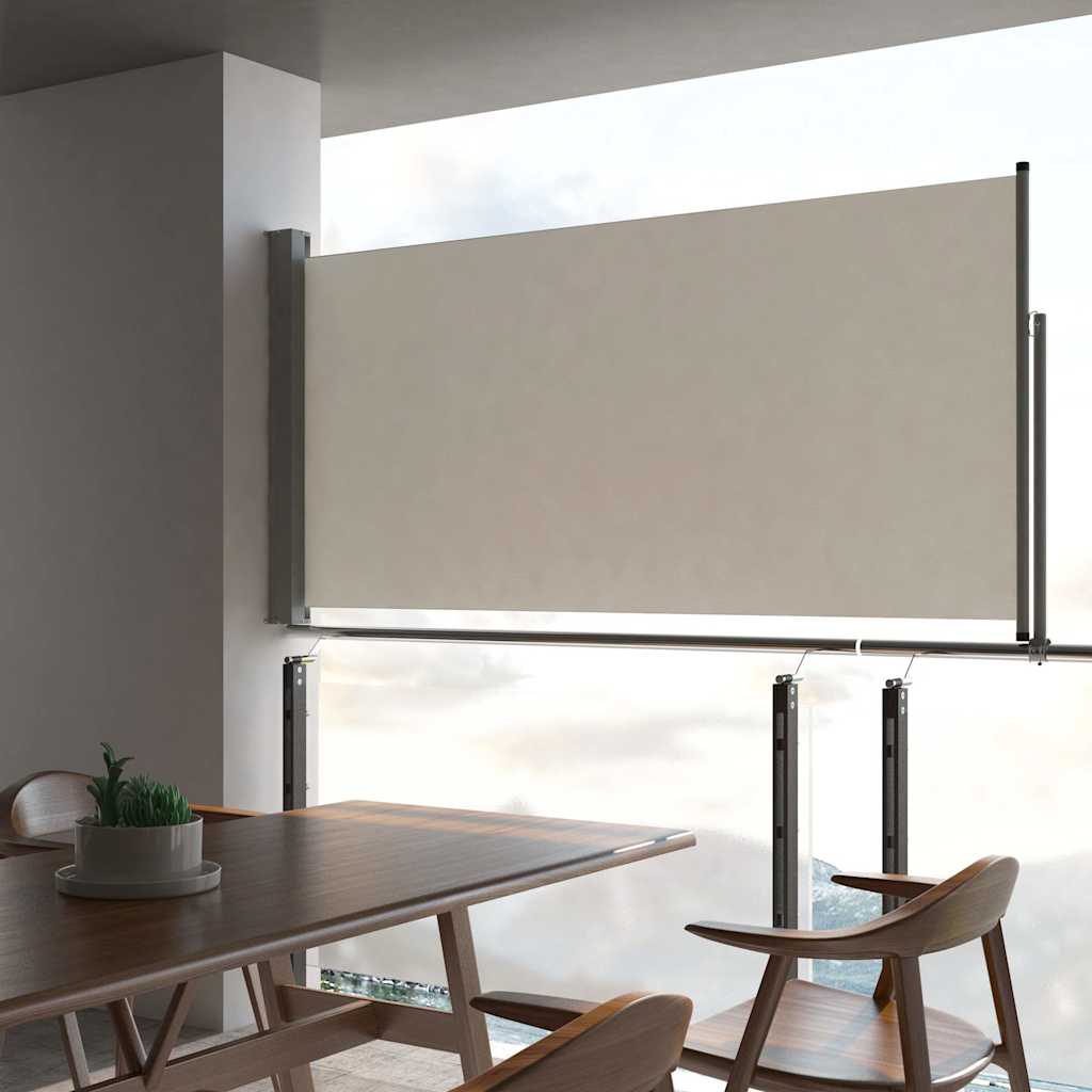 Terasová zatahovací boční markýza 120 x 300 cm krémová