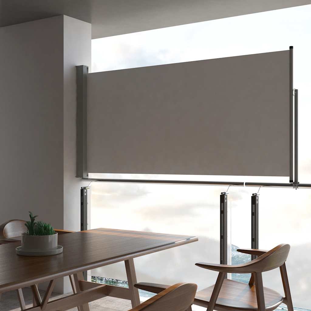 Terasová zatahovací boční markýza 120 x 300 cm šedá
