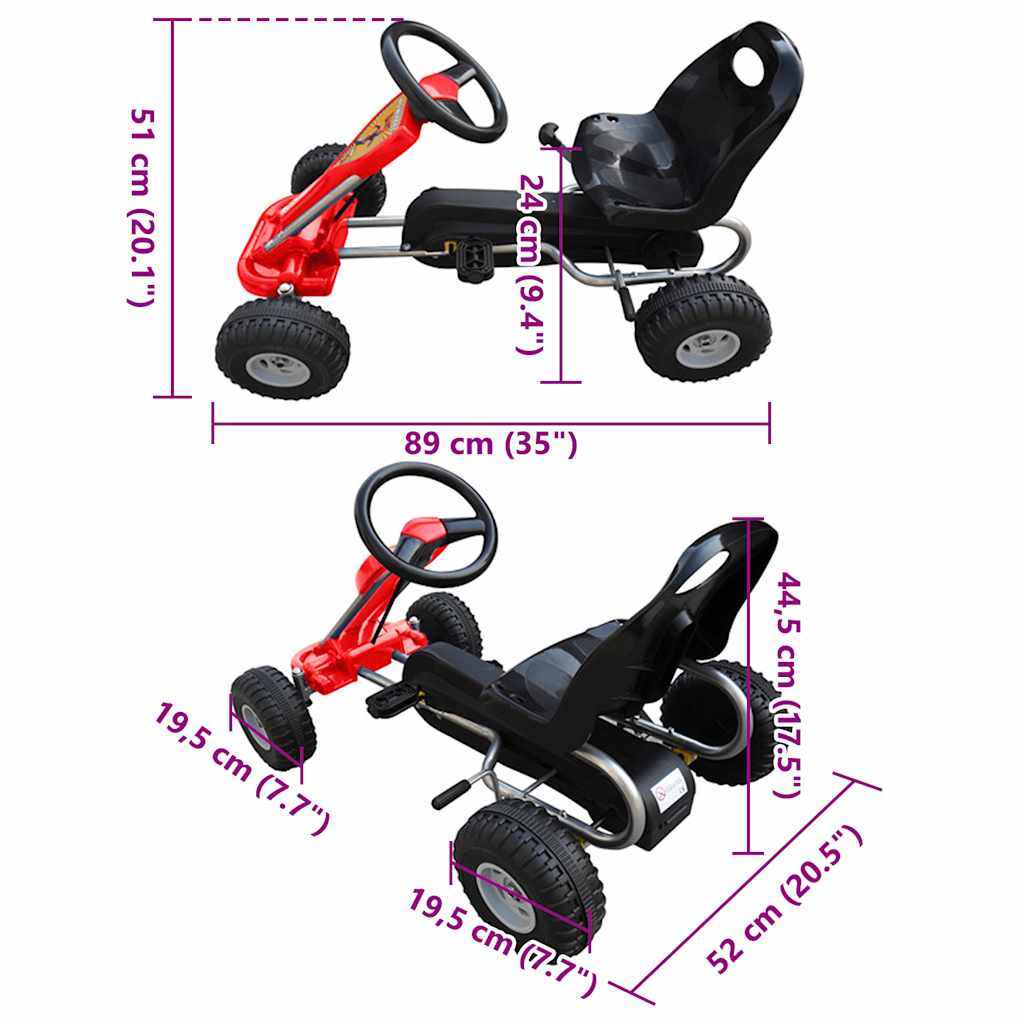 Šlapací motokára červená