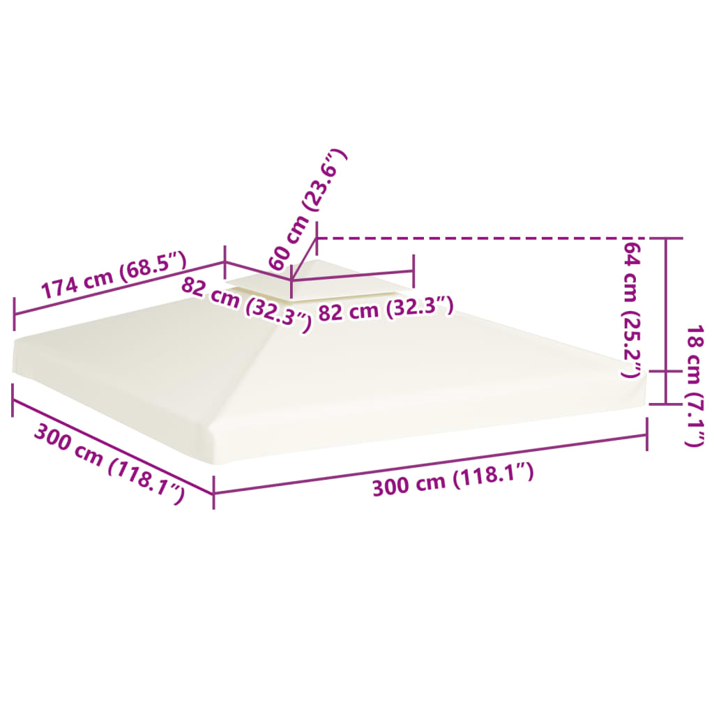 Náhradní střecha na altán 310g/m² krémově bílá 3 x 3 m