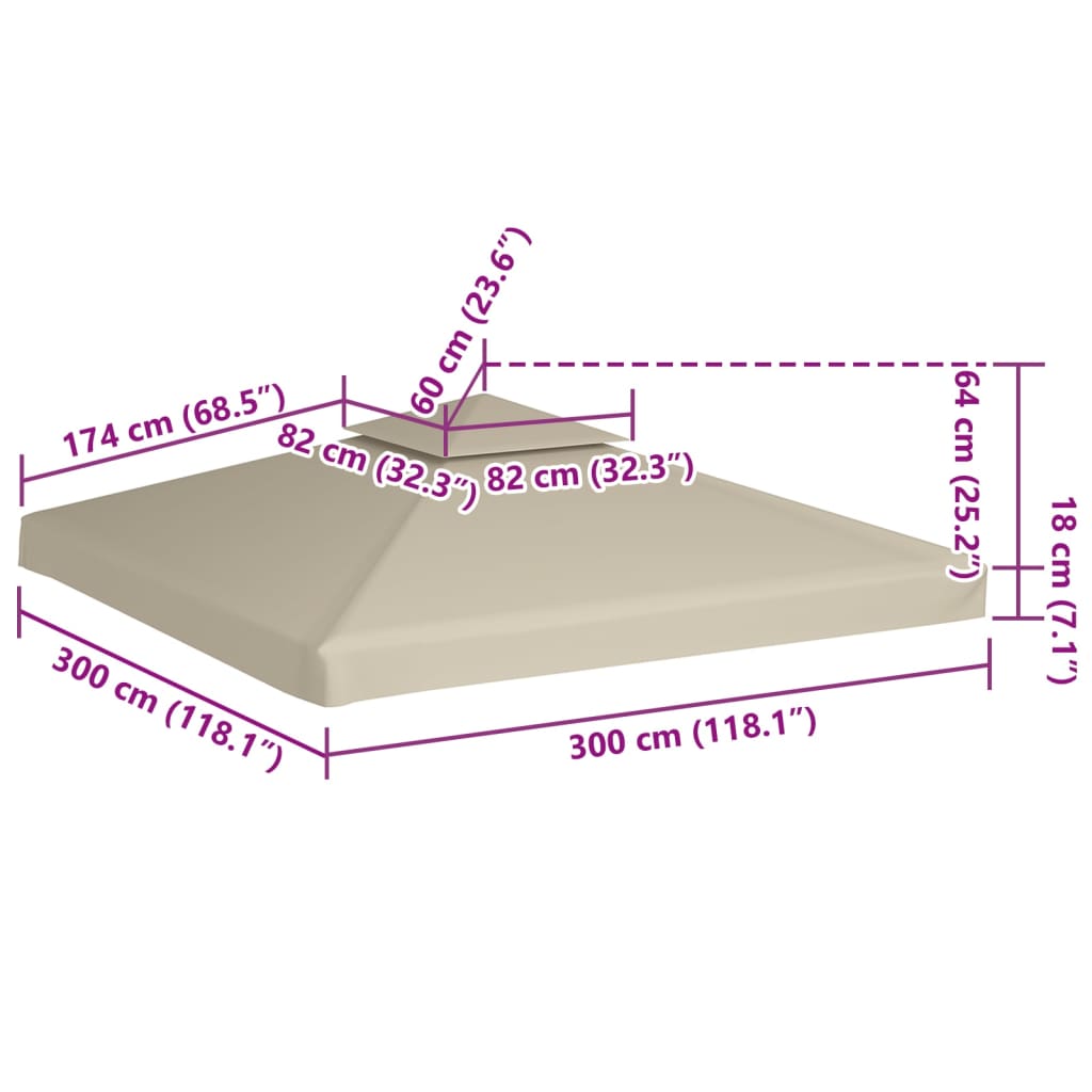 Nepromokavá náhradní střecha na altán 310g/m² zelená 3x3m