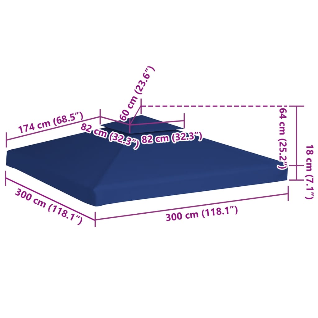 Náhradní střecha na altán 310g/m² tmavě modrá 3 x 3 m