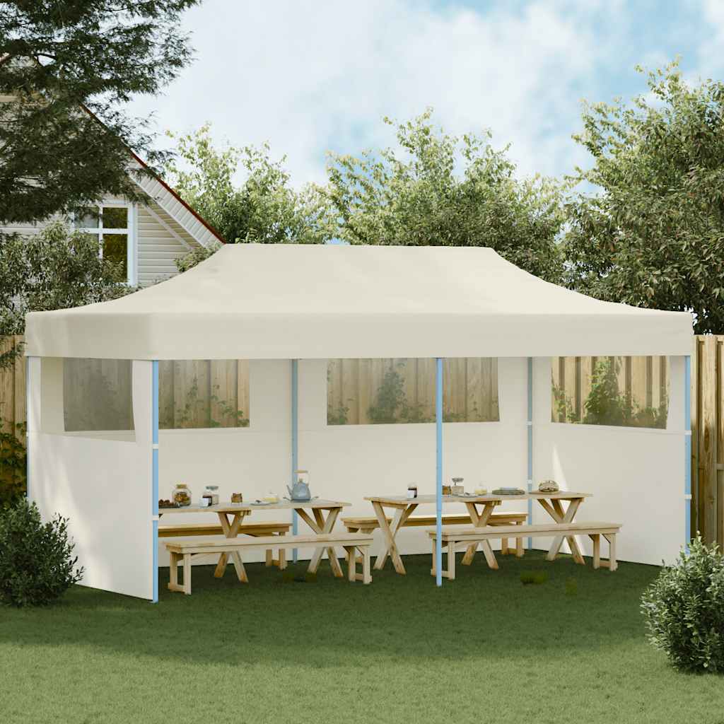 Krémový skládací nůžkový party stan 3 x 6 m