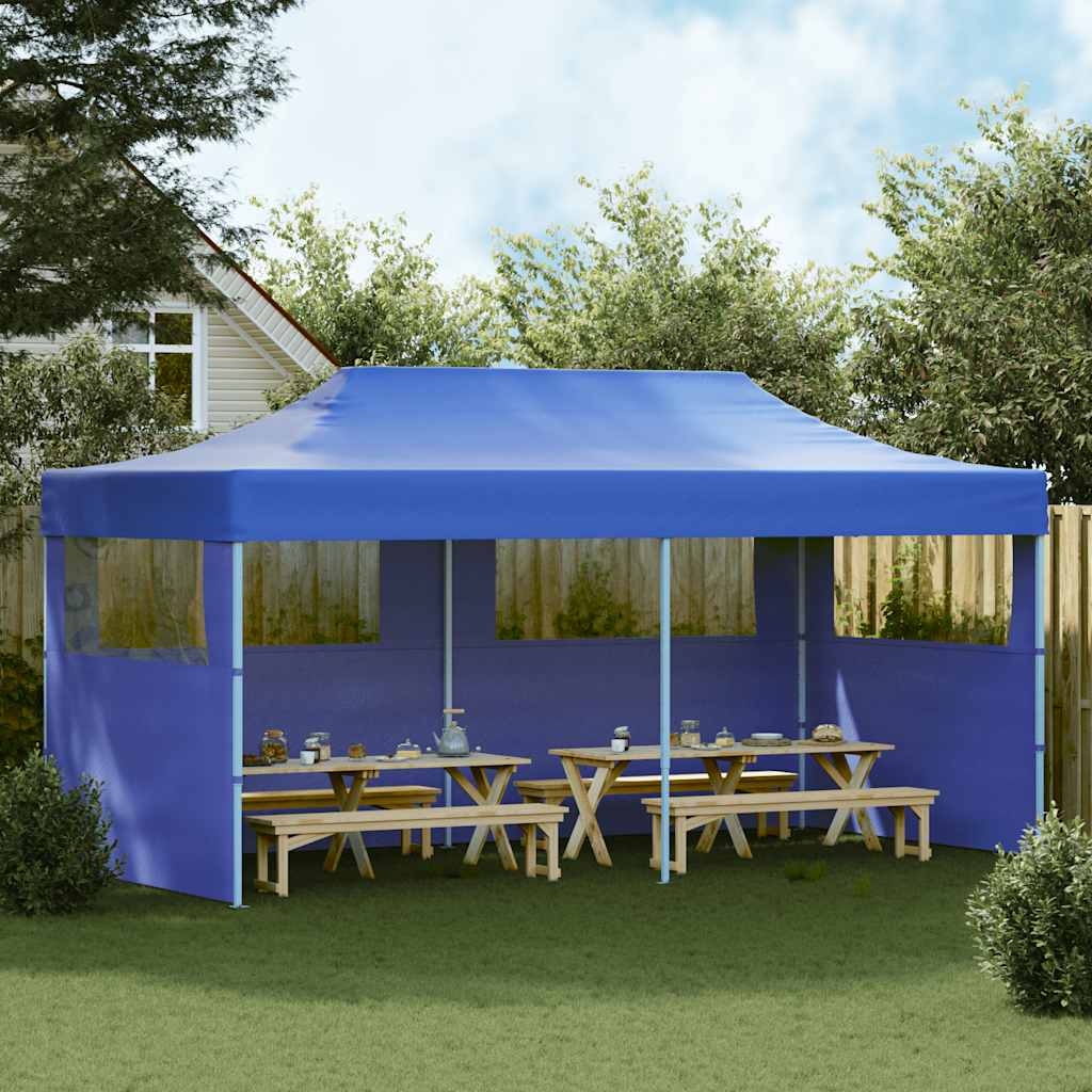 Modrý skládací nůžkový party stan 3 x 6 m