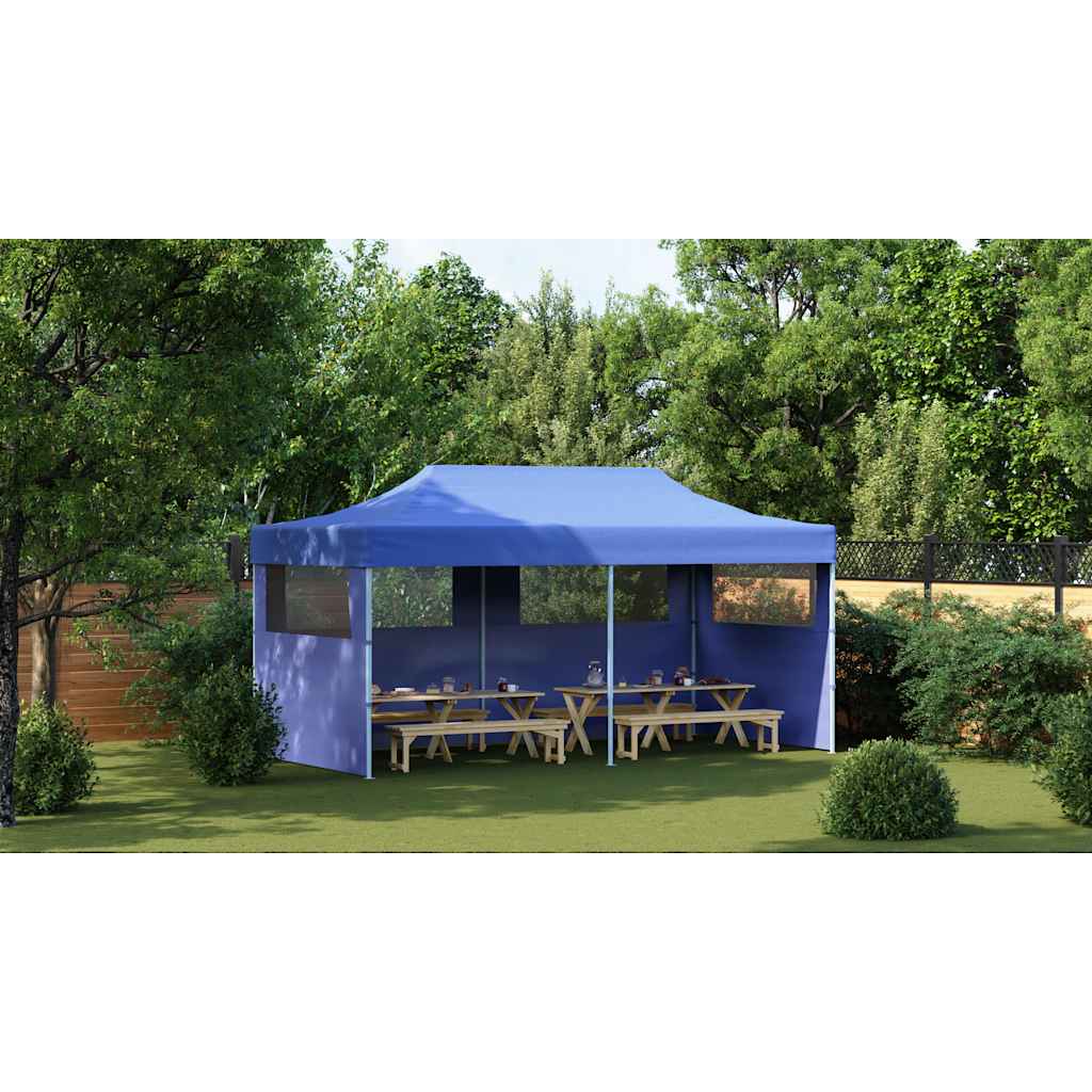 Modrý skládací nůžkový party stan 3 x 6 m