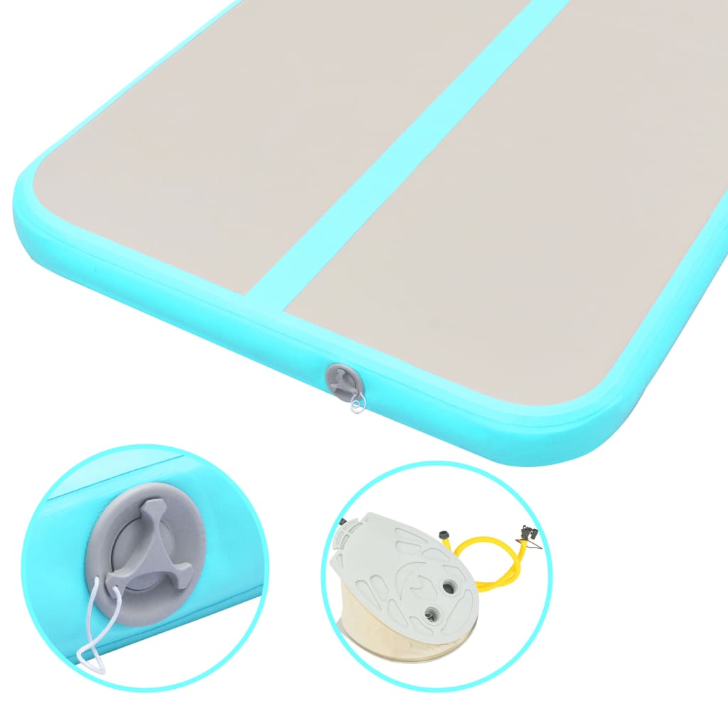 Nafukovací cvičební podložka s pumpou 400x100x10 cm PVC zelená