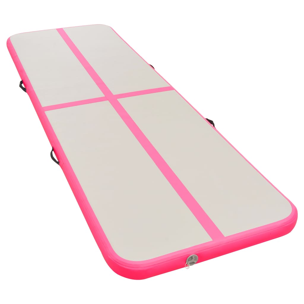 Nafukovací cvičební podložka s pumpou 600x100x10 cm PVC růžová