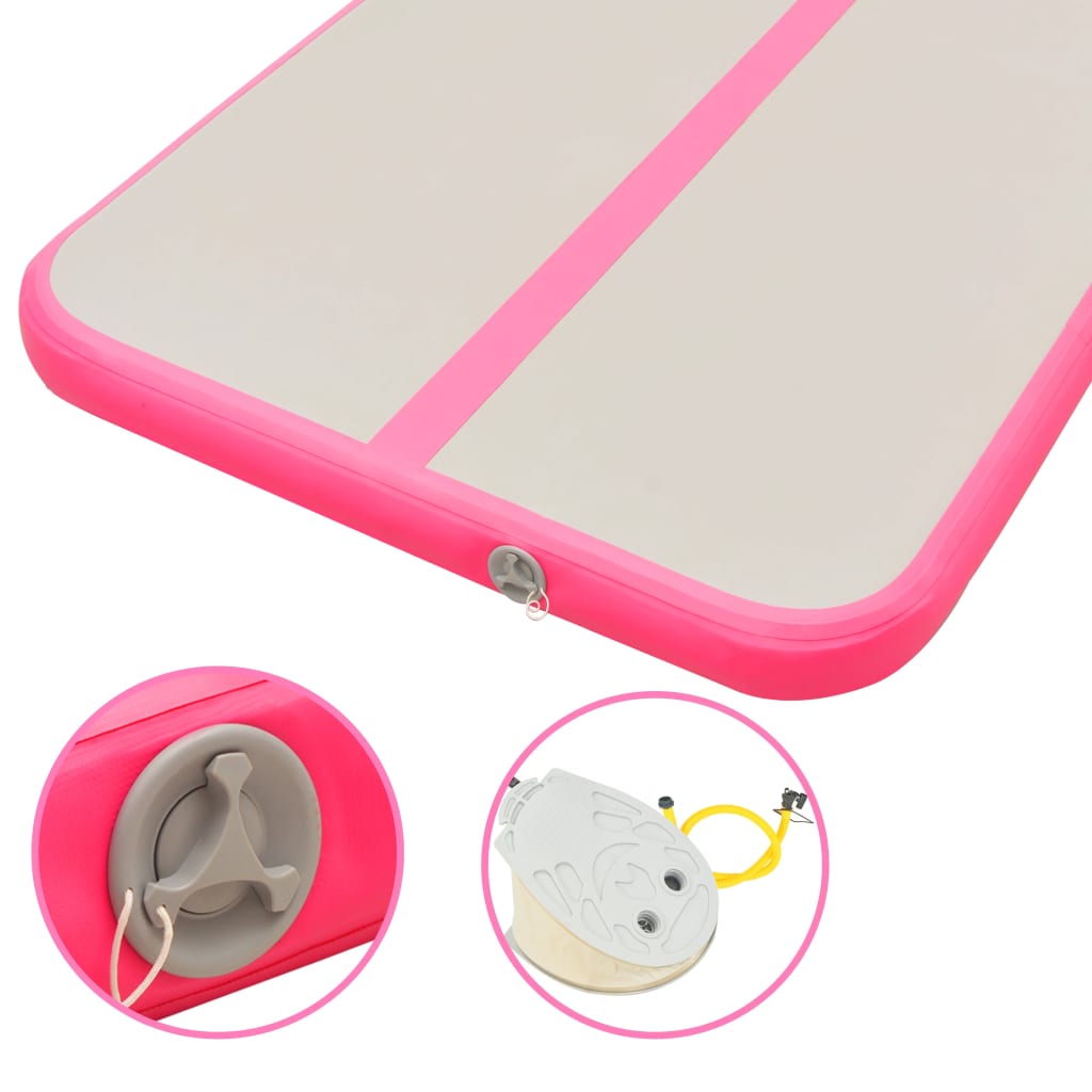 Nafukovací cvičební podložka s pumpou 600x100x10 cm PVC růžová