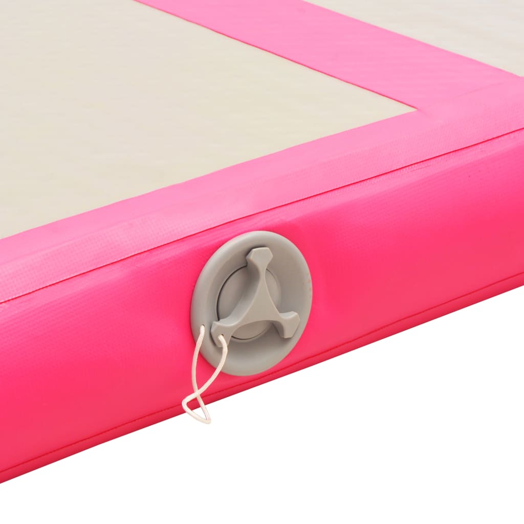 Nafukovací cvičební podložka s pumpou 600x100x10 cm PVC růžová