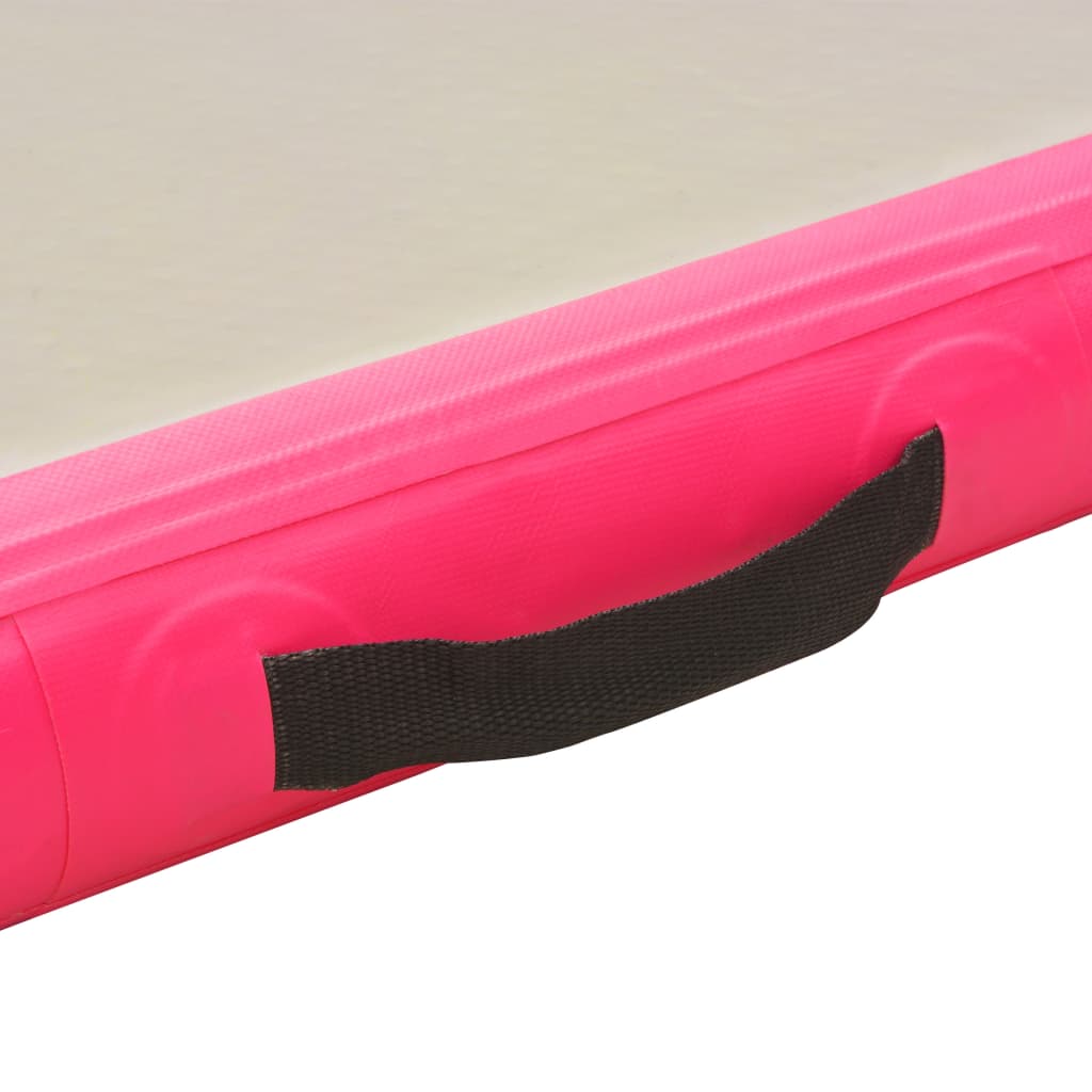 Nafukovací cvičební podložka s pumpou 600x100x10 cm PVC růžová