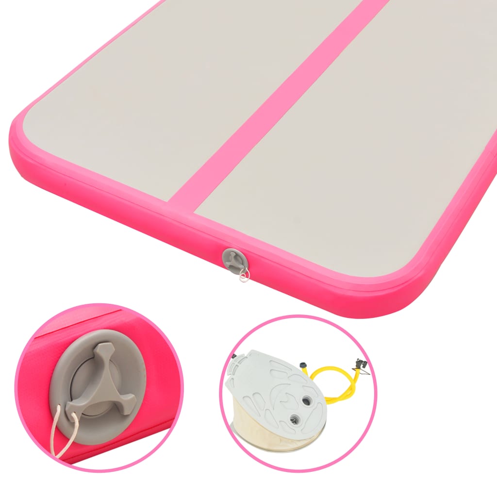 Nafukovací cvičební podložka s pumpou 700x100x10 cm PVC růžová