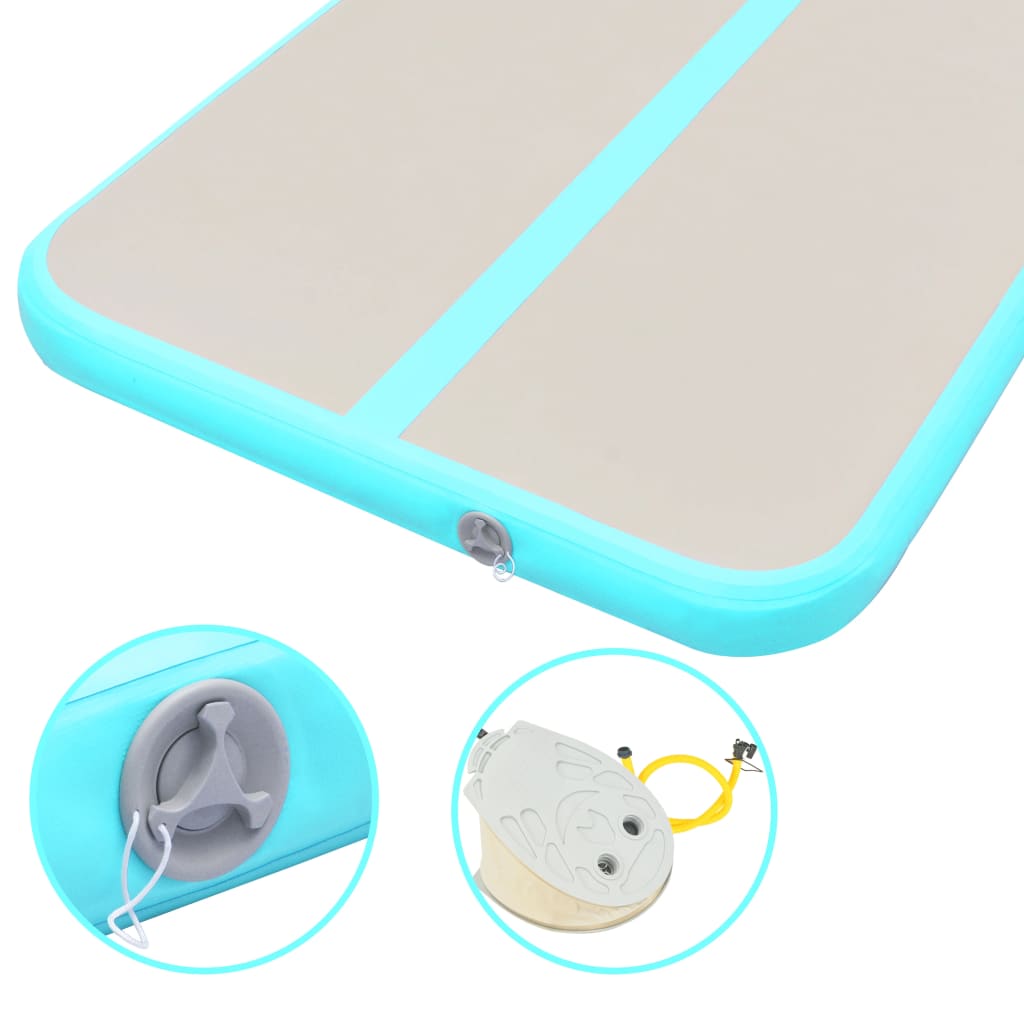 Nafukovací cvičební podložka s pumpou 700x100x10 cm PVC zelená