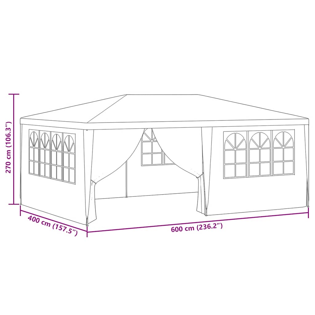Profesionální party stan s bočnicemi 4 x 6 m zelený 90 g/m²