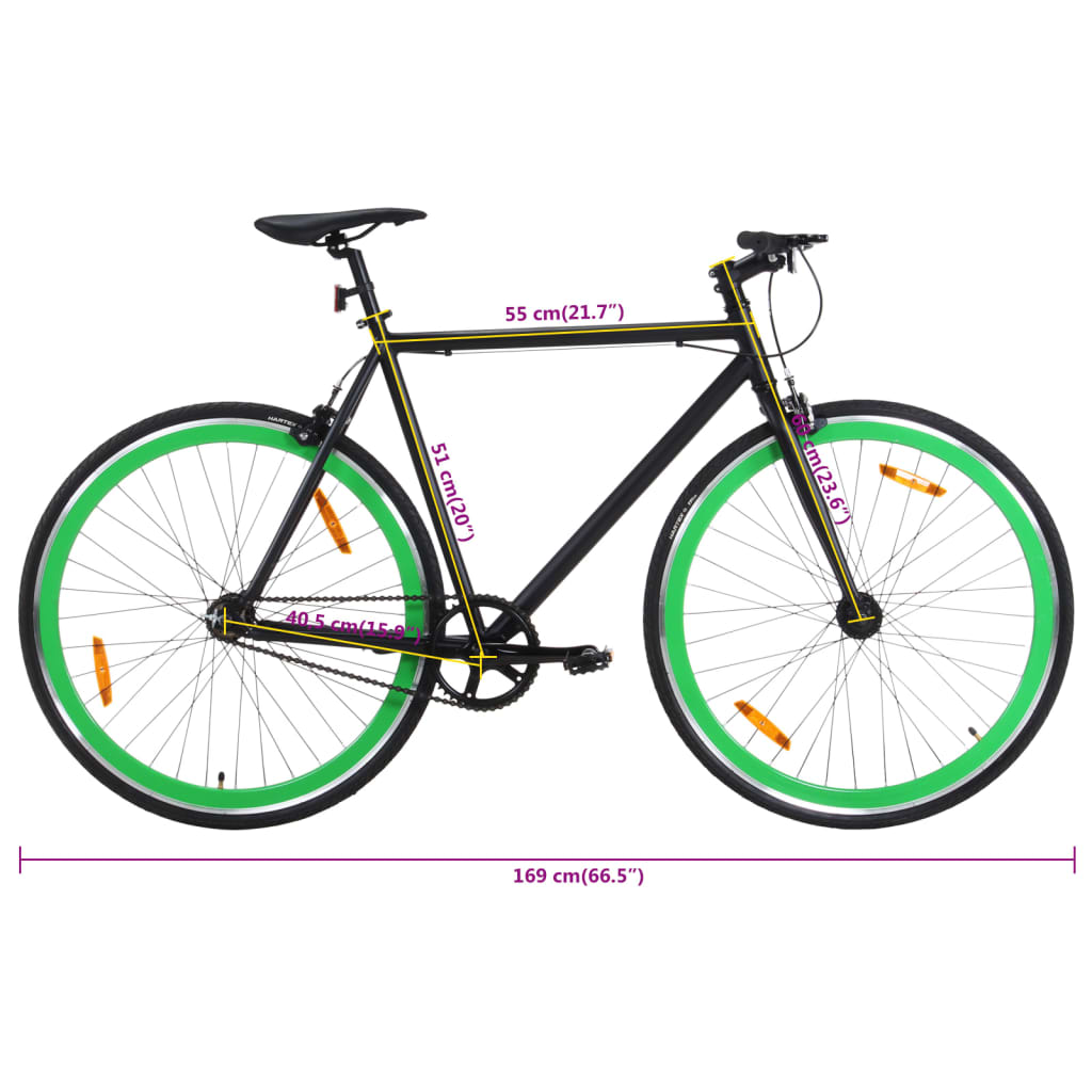 Kolo s pevným převodem černé a zelené 700c 51 cm