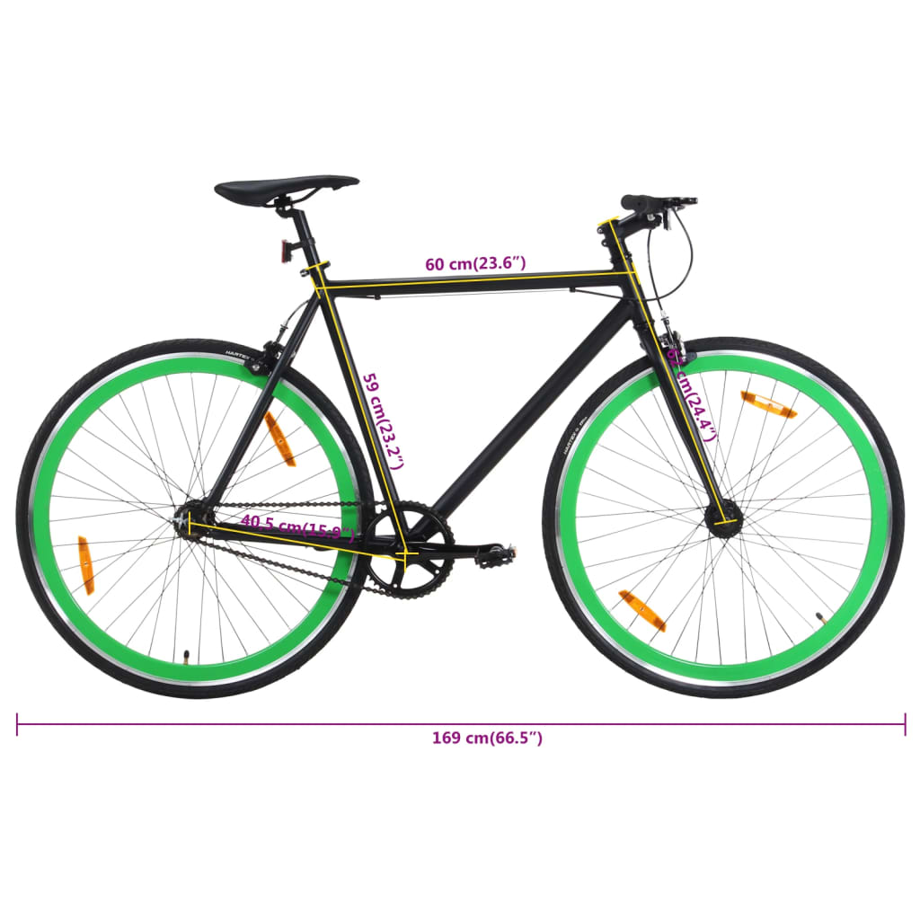 Kolo s pevným převodem černé a zelené 700c 59 cm
