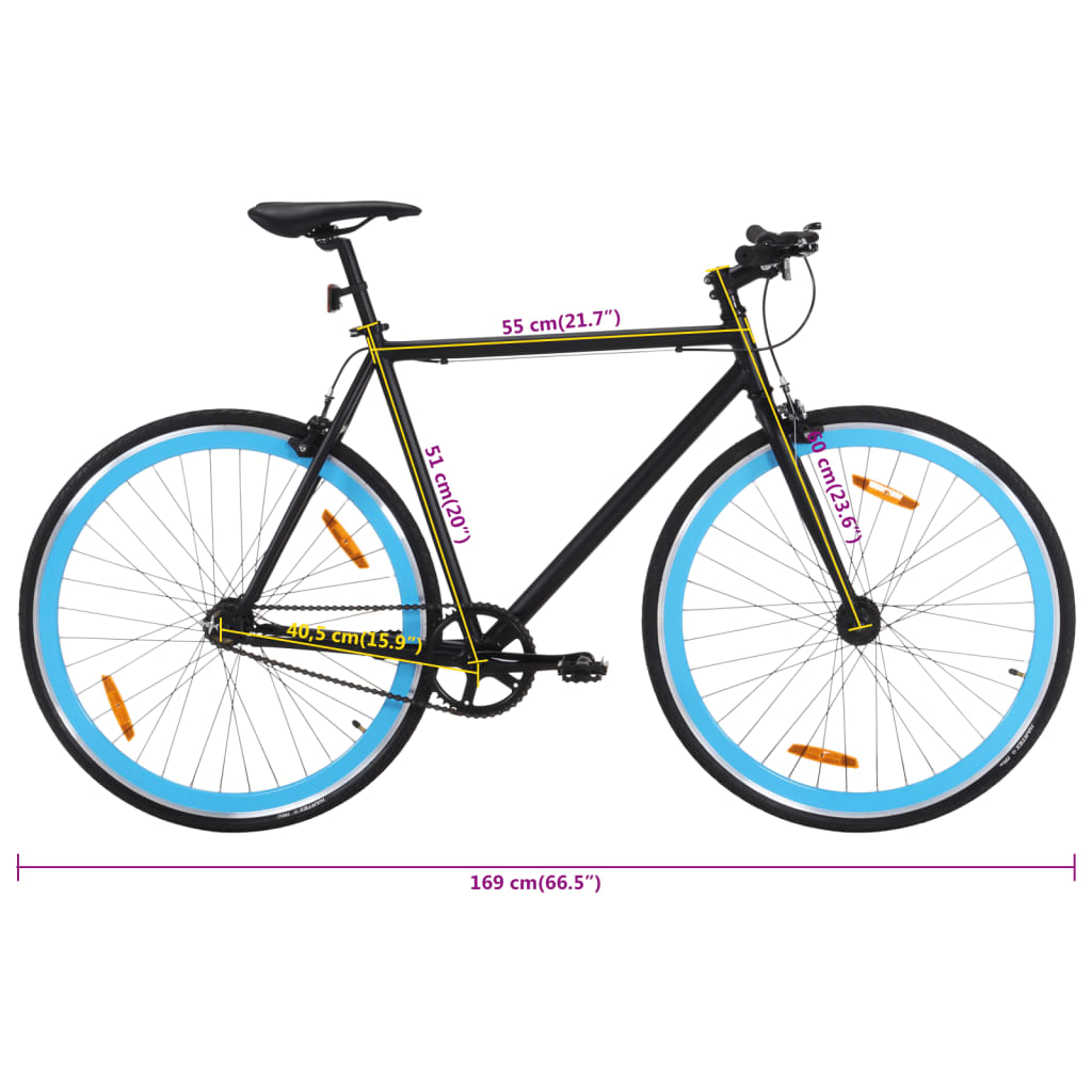 Kolo s pevným převodem černé a modré 700c 51 cm