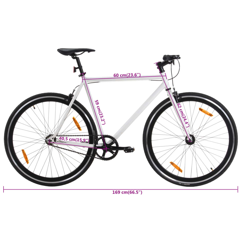 Kolo s pevným převodem bílé a černé 700c 59 cm