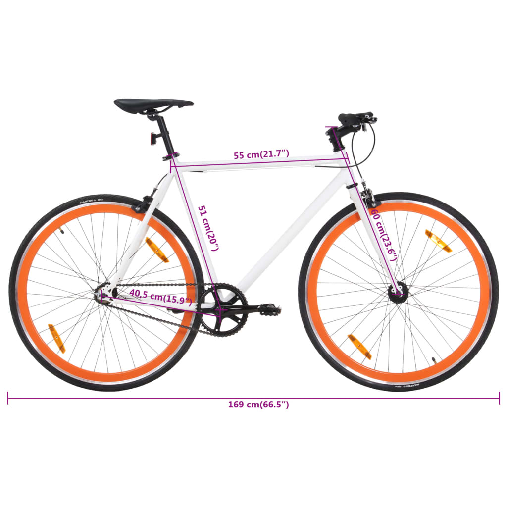 Kolo s pevným převodem bílé a oranžové 700c 51 cm