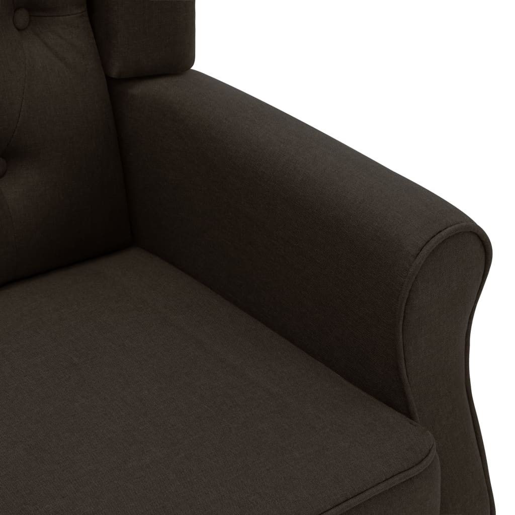 Masážní křeslo s podnožkou tmavě hnědé textil