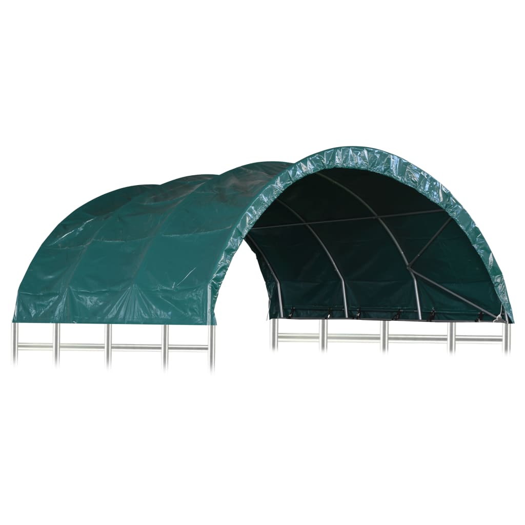Přístřešek pro zvířata PVC 3,7 x 3,7 m zelený