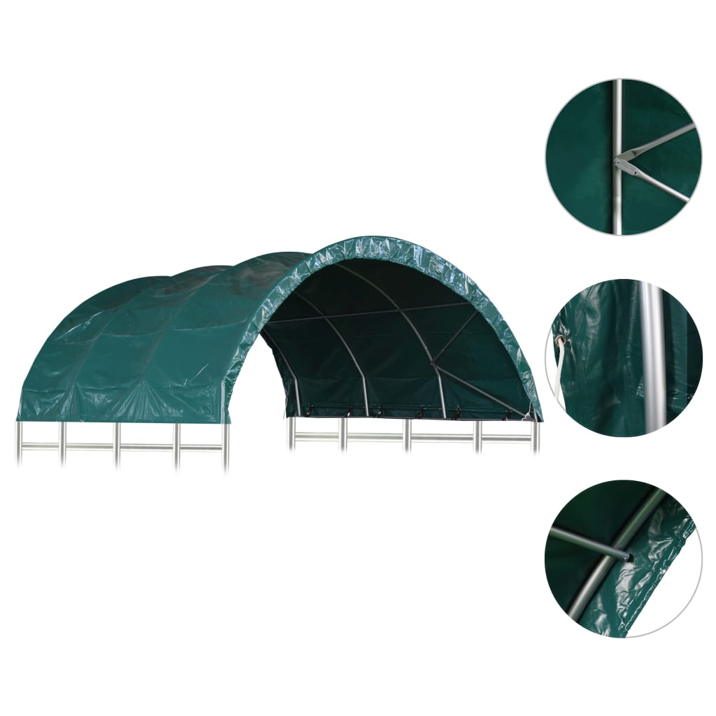 Přístřešek pro zvířata PVC 3,7 x 3,7 m zelený
