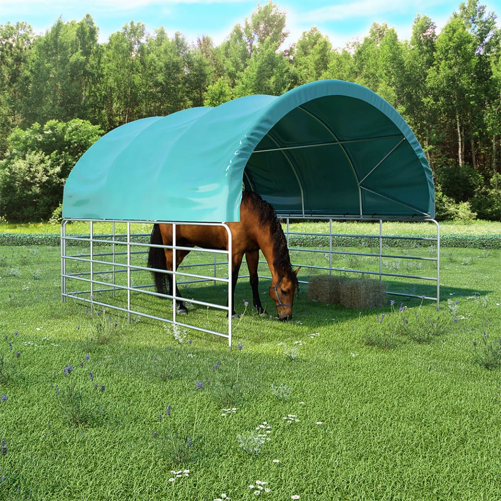 Přístřešek pro zvířata PVC 3,7 x 3,7 m zelený