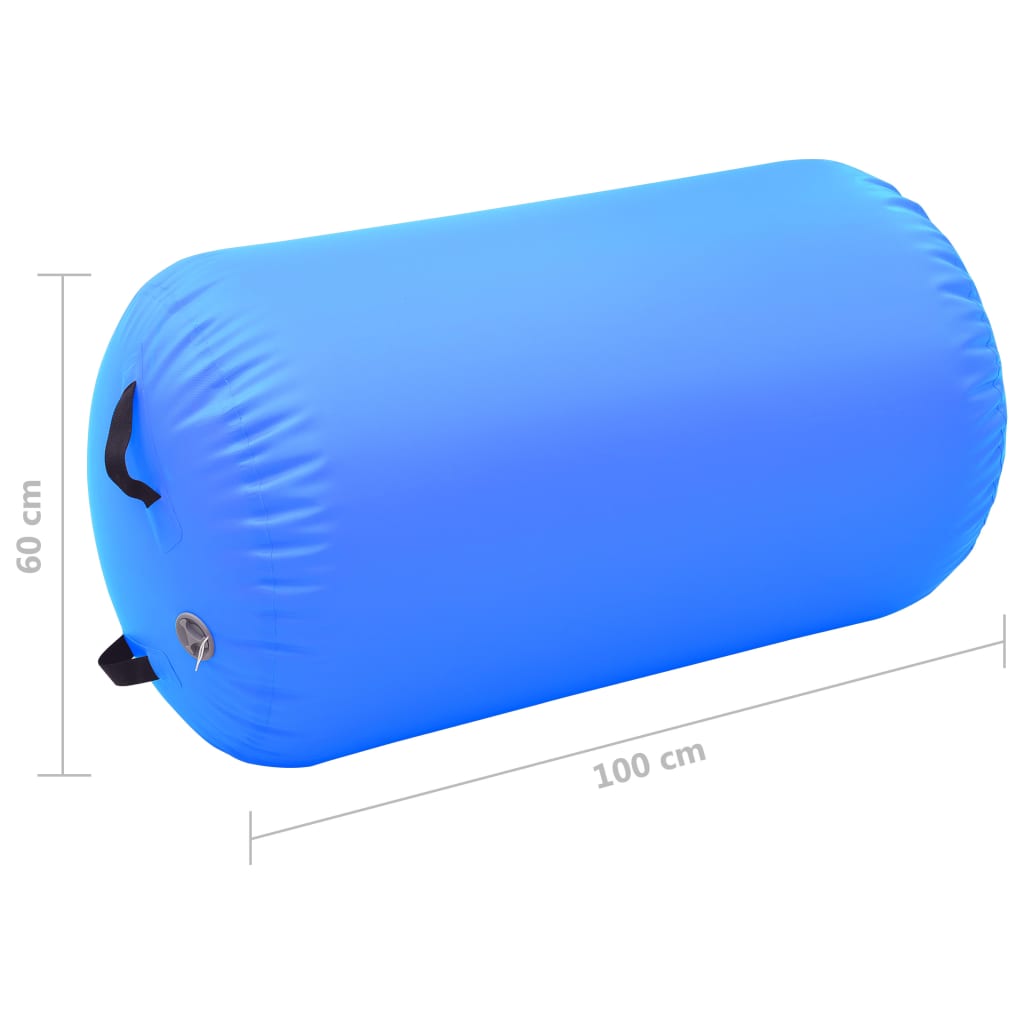 Nafukovací cvičební válec s pumpou 100 x 60 cm PVC modrý
