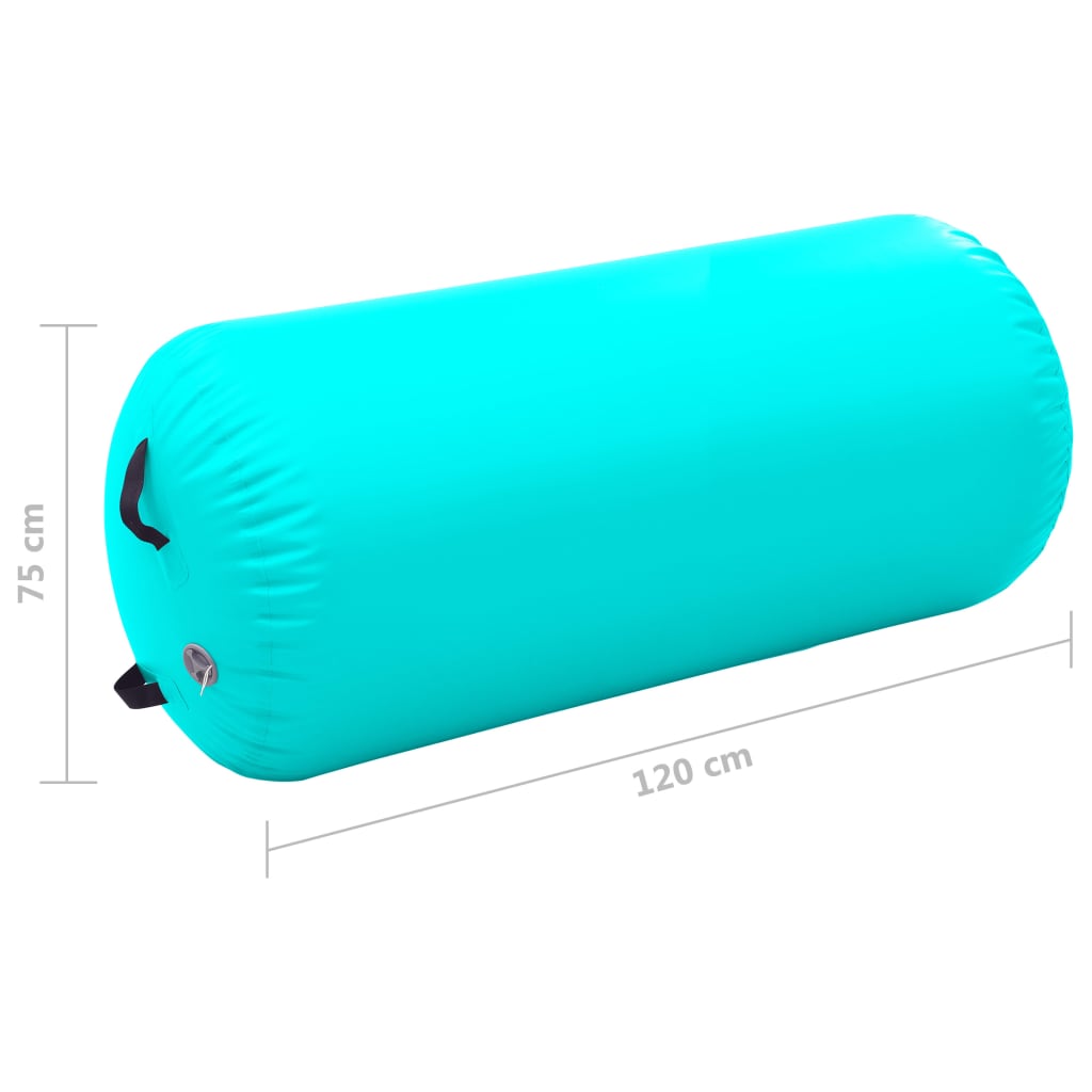 Nafukovací cvičební válec s pumpou 120 x 75 cm PVC zelený