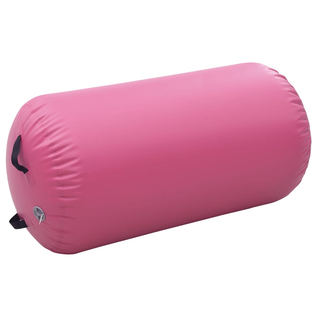 Nafukovací cvičební válec s pumpou 120 x 90 cm PVC růžový