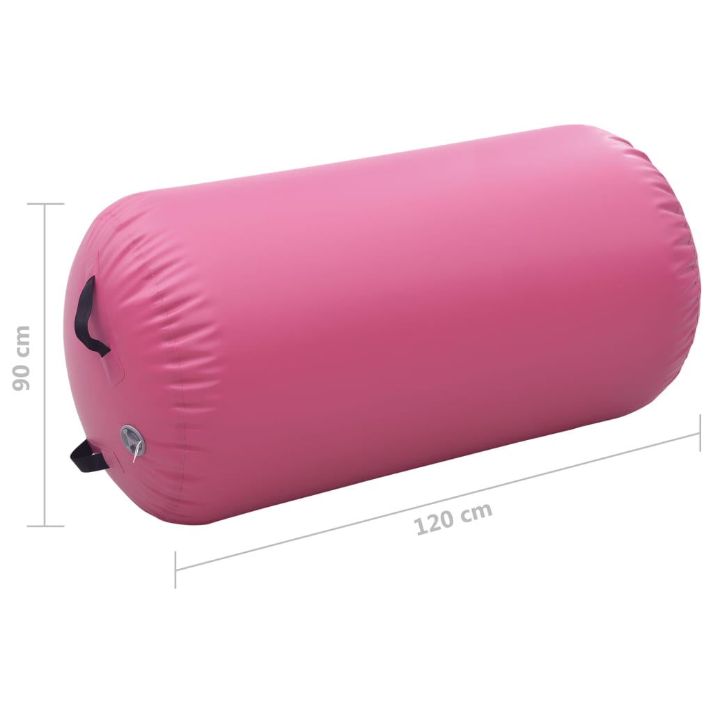 Nafukovací cvičební válec s pumpou 120 x 90 cm PVC růžový