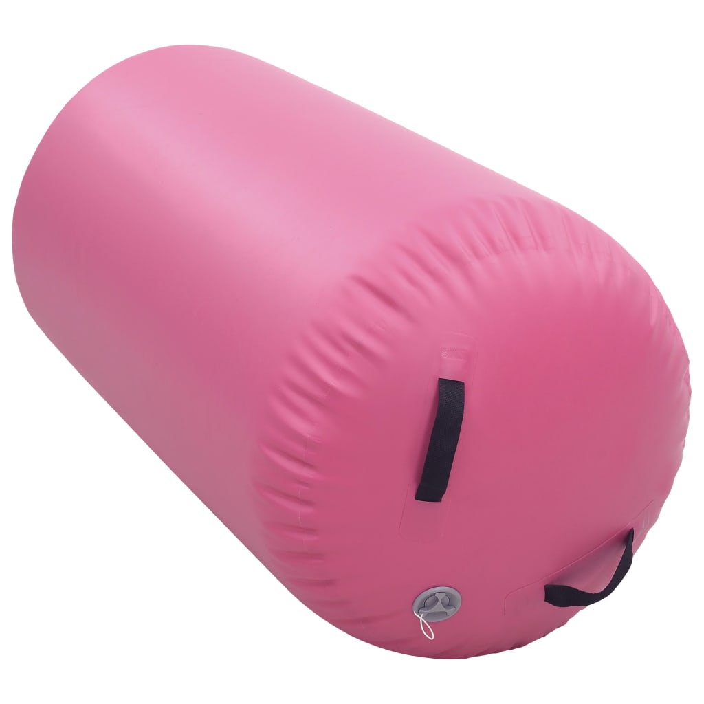 Nafukovací cvičební válec s pumpou 120 x 90 cm PVC růžový