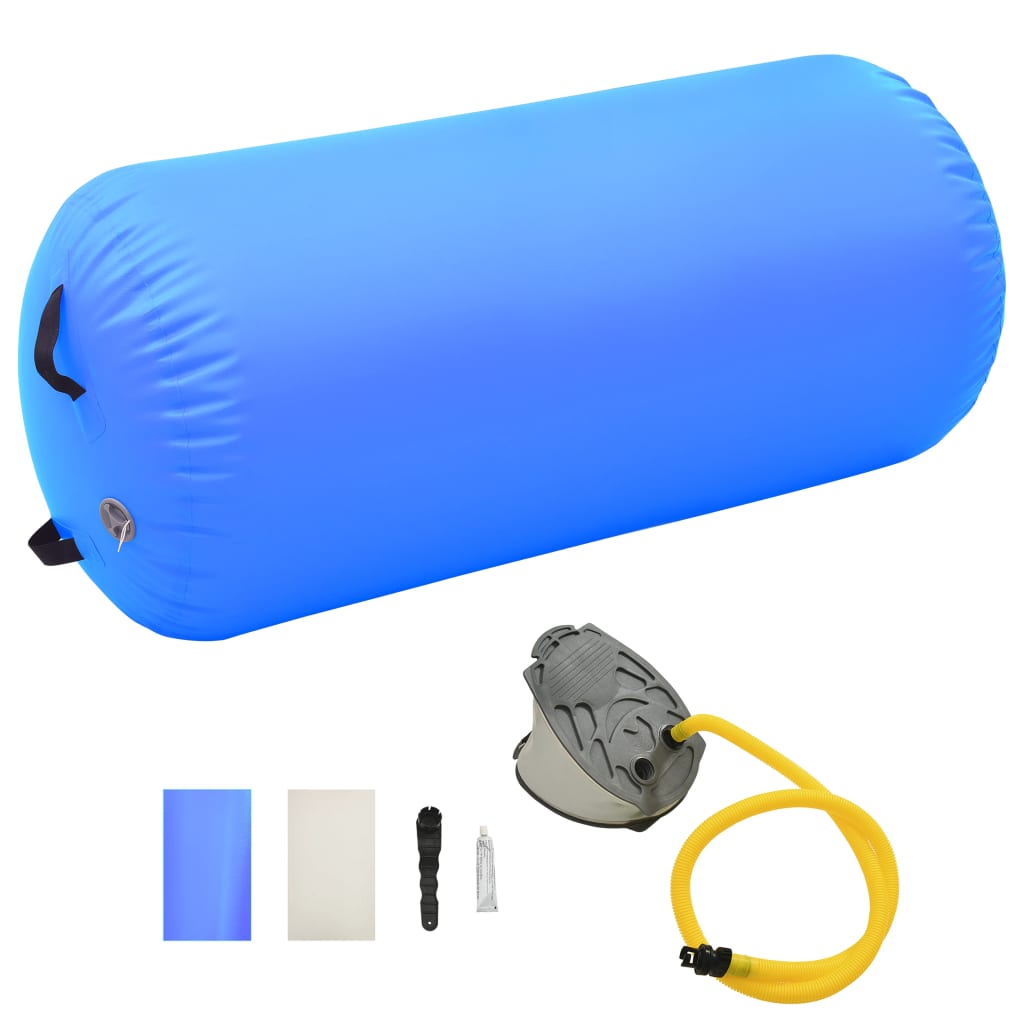 Nafukovací cvičební válec s pumpou 120 x 90 cm PVC modrý