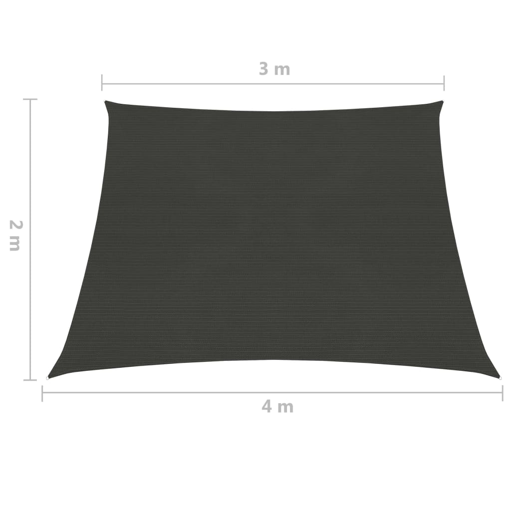 Plachta proti slunci 160 g/m² antracitová 3/4 x 2 m HDPE