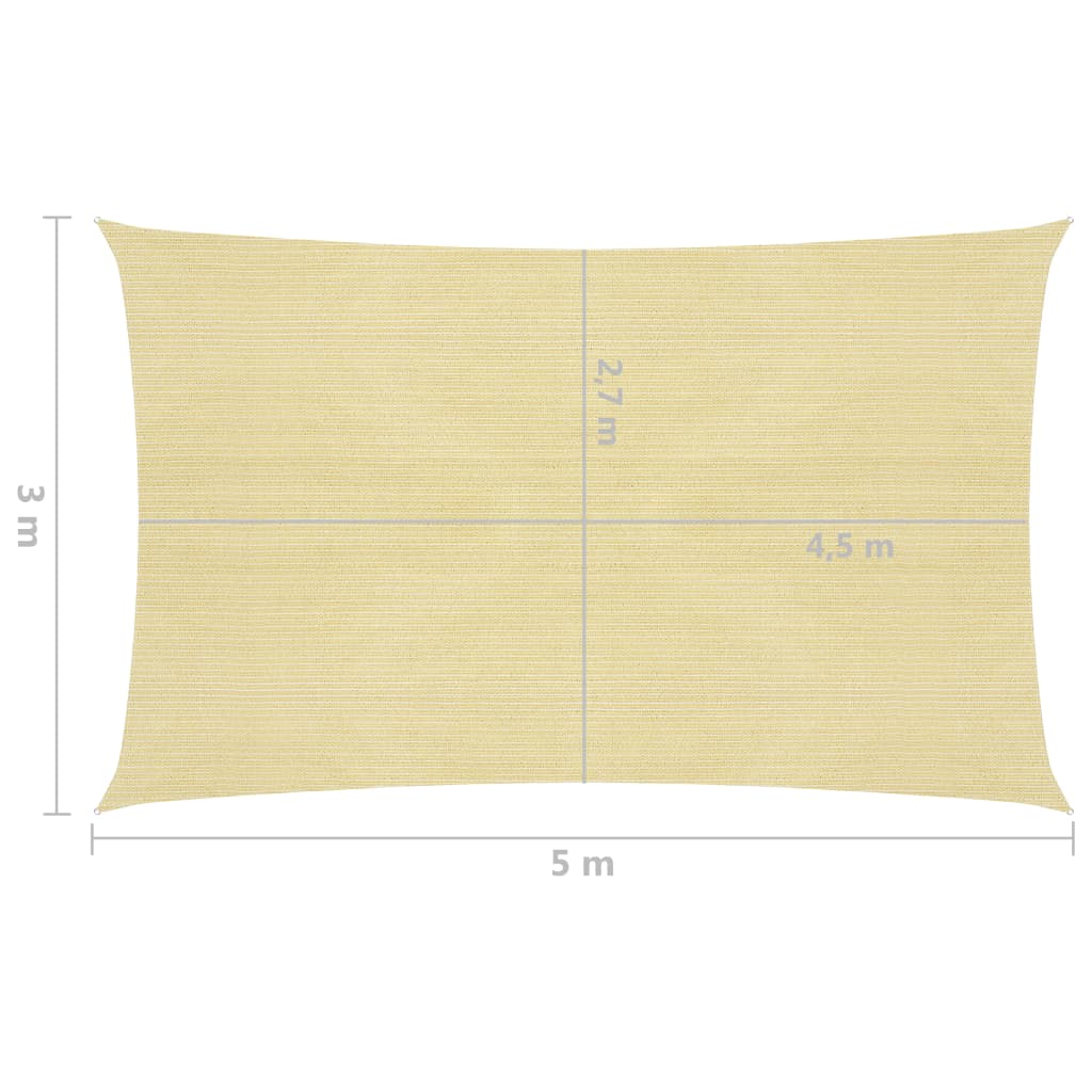 Plachta proti slunci 160 g/m² béžová 3 x 5 m HDPE