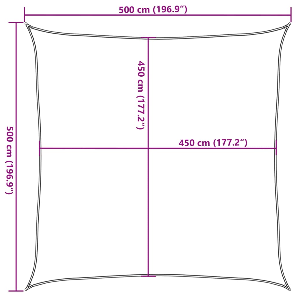Plachta proti slunci 160 g/m² čtverec žlutá 5 x 5 m HDPE