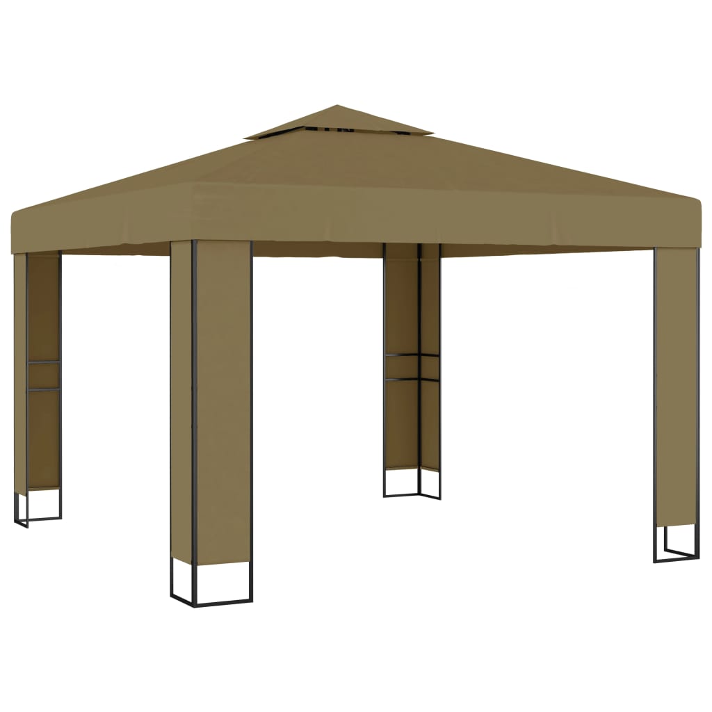 Altán s dvojitou střechou 3 x 3 x 2,7 m taupe 180 g/m²