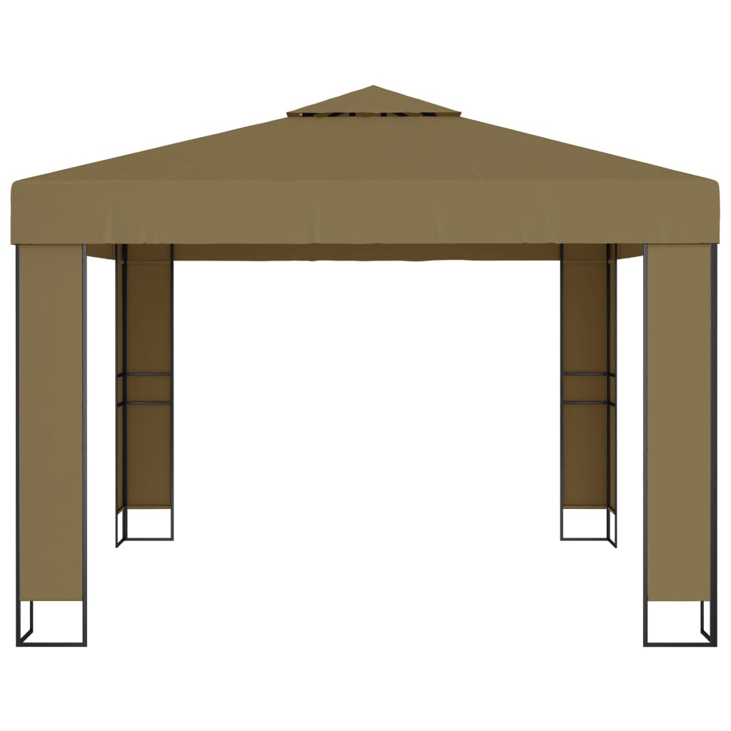 Altán s dvojitou střechou 3 x 3 x 2,7 m taupe 180 g/m²