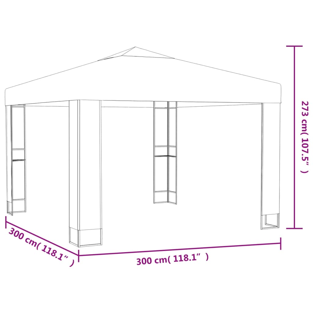 Altán s dvojitou střechou 3 x 3 x 2,7 m taupe 180 g/m²