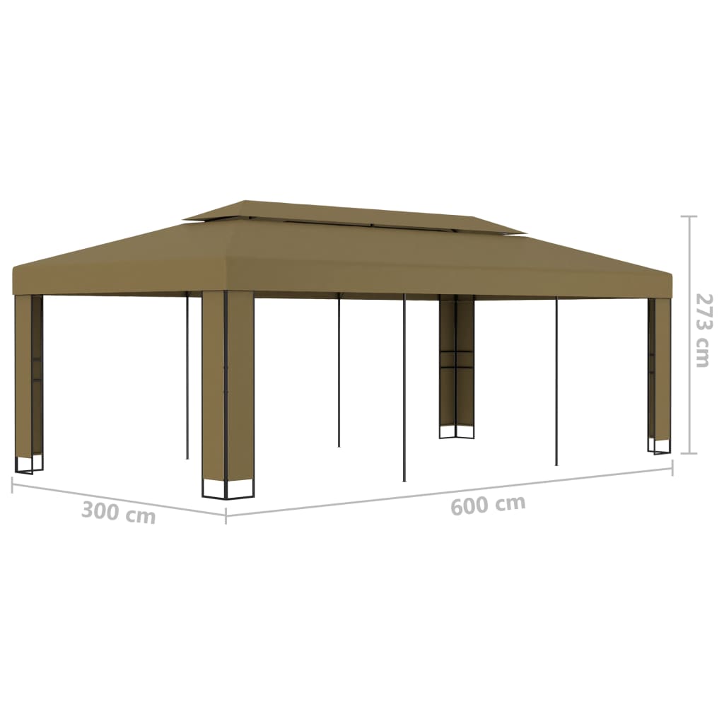 Altán s dvojitou střechou 3 x 6 m taupe 180 g/m²