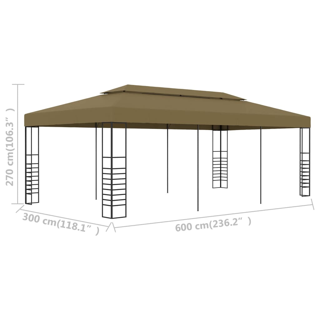 Zahradní altán 6 x 3 x 2,7 m taupe 180 g/m²