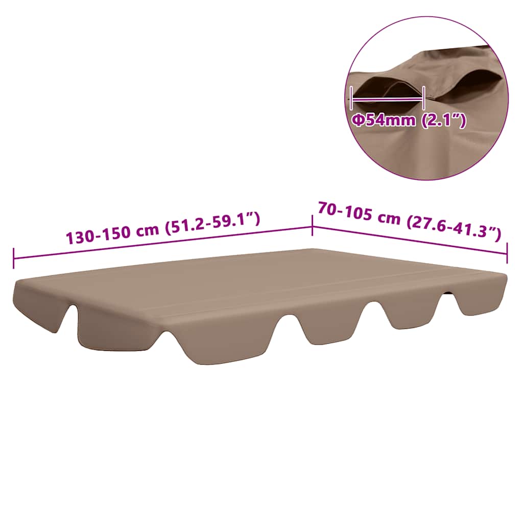 Náhradní stříška na zahradní houpačku taupe 150/130 x 105/70 cm