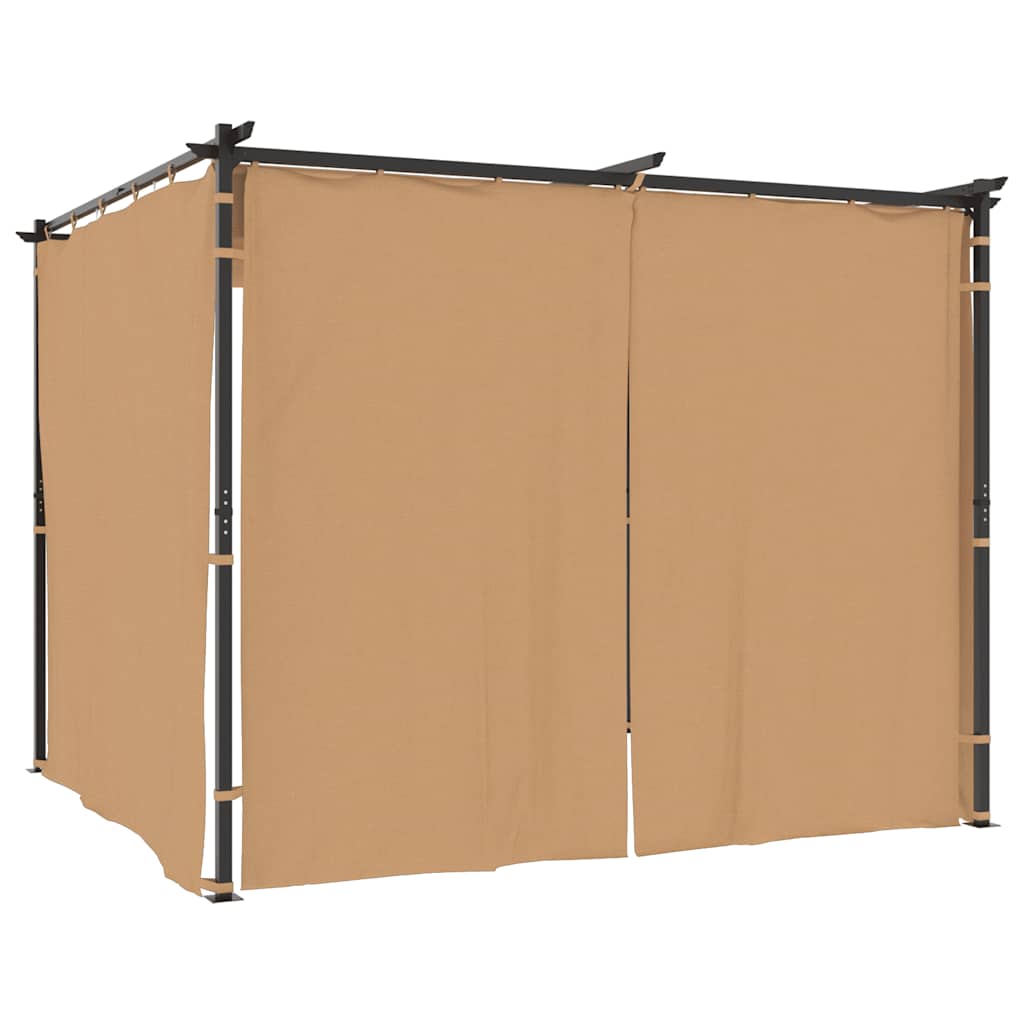 Altán se závěsy 3 x 3 m taupe ocel