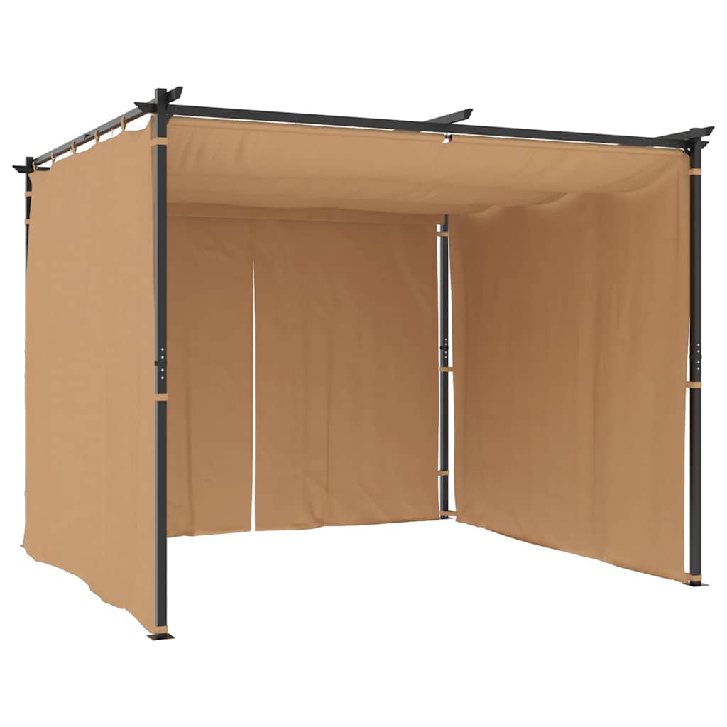 Altán se závěsy 3 x 3 m taupe ocel